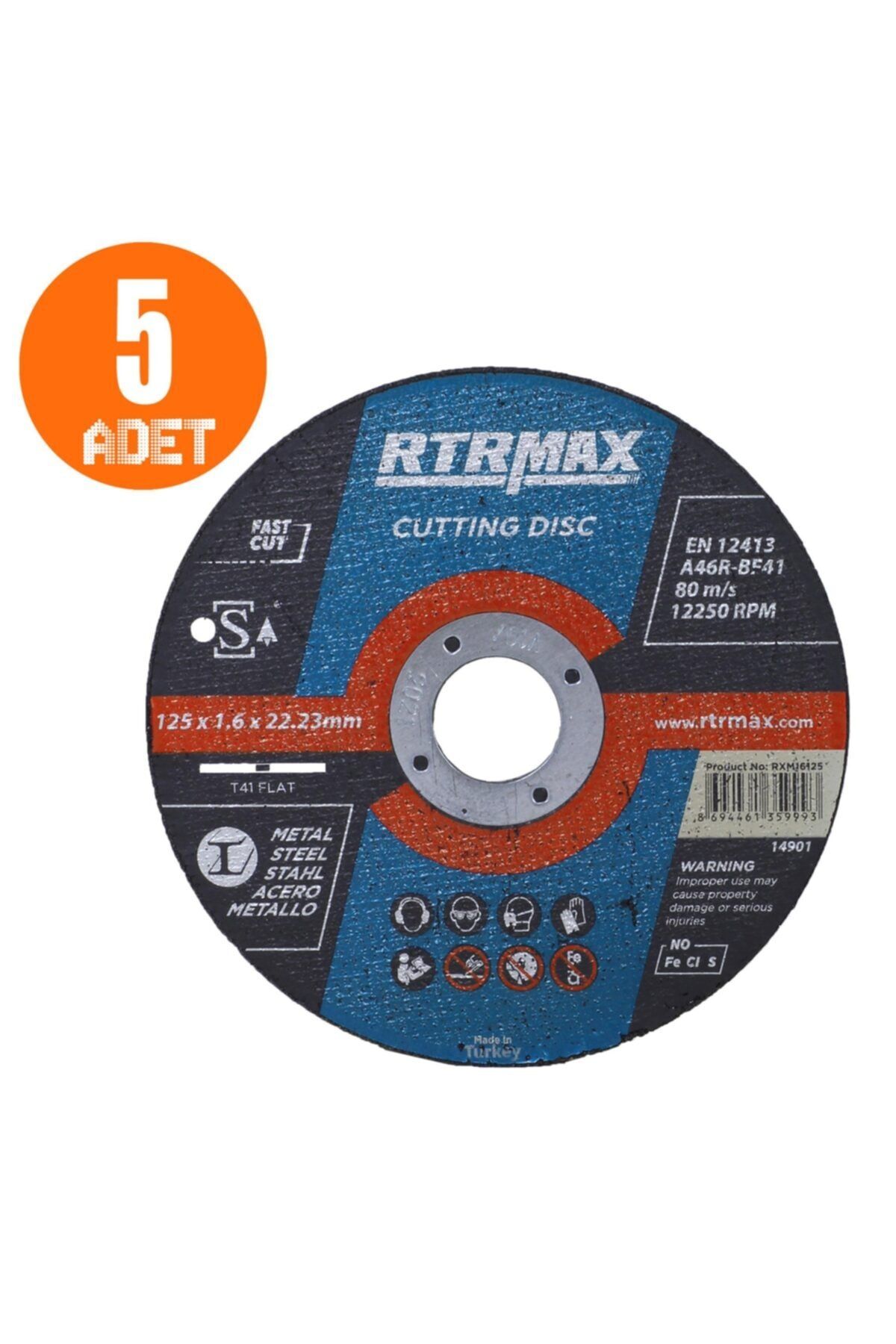 Rtrmax 5 Adet Inox Metal Kesici Taş Diski 125x1.6 Mm Spiral Avuç Içi Taşlama