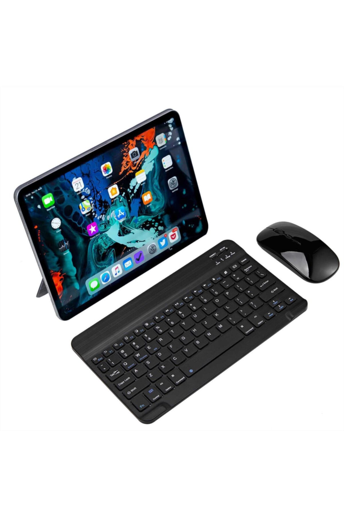 DUHALINE Ipad 9.nesil Mk2k3tu Pro 5 10.2" Tablet Uyumlu Mini Slim Şarjlı Bluetooth Klavye Ve Mouse Seti