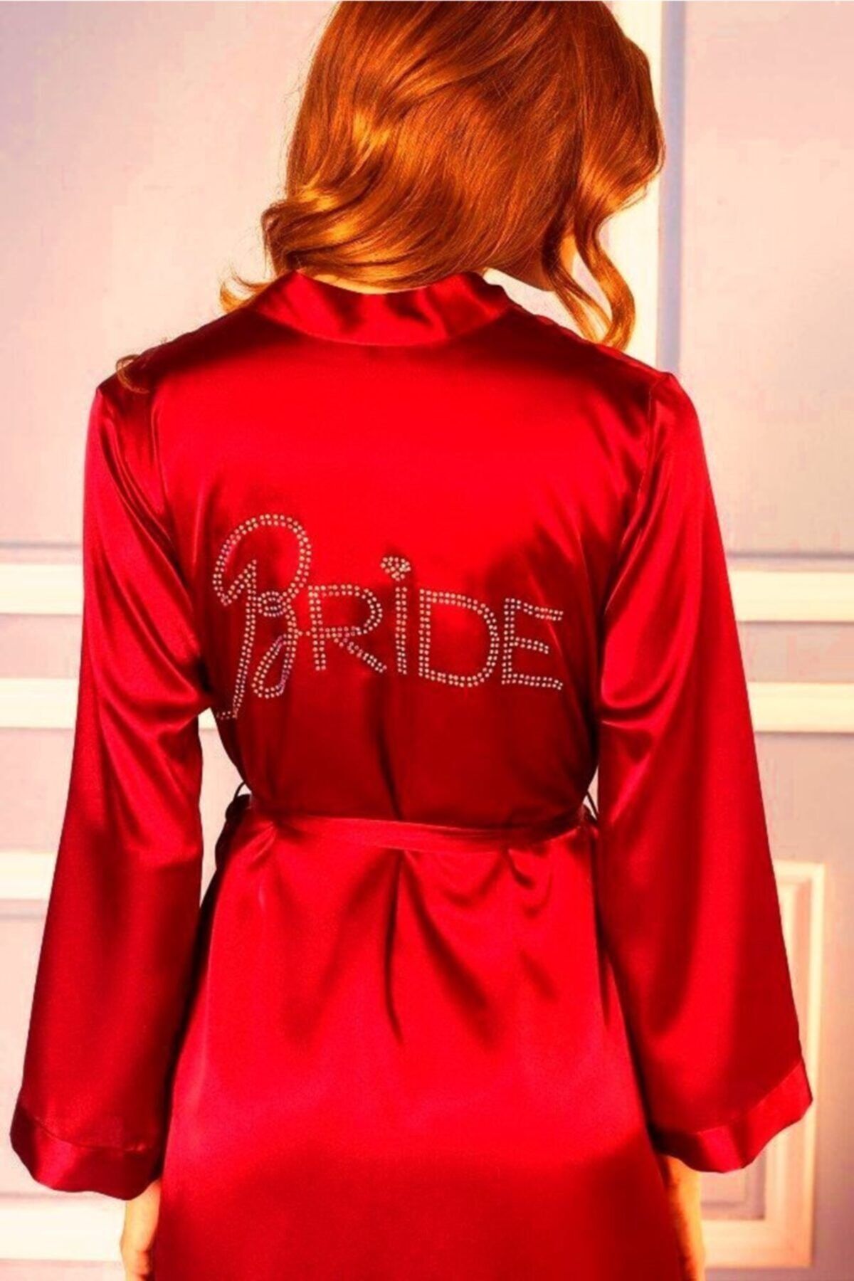 Pierre Cardin Kadın Saten Kırmızı Bride Sabahlık