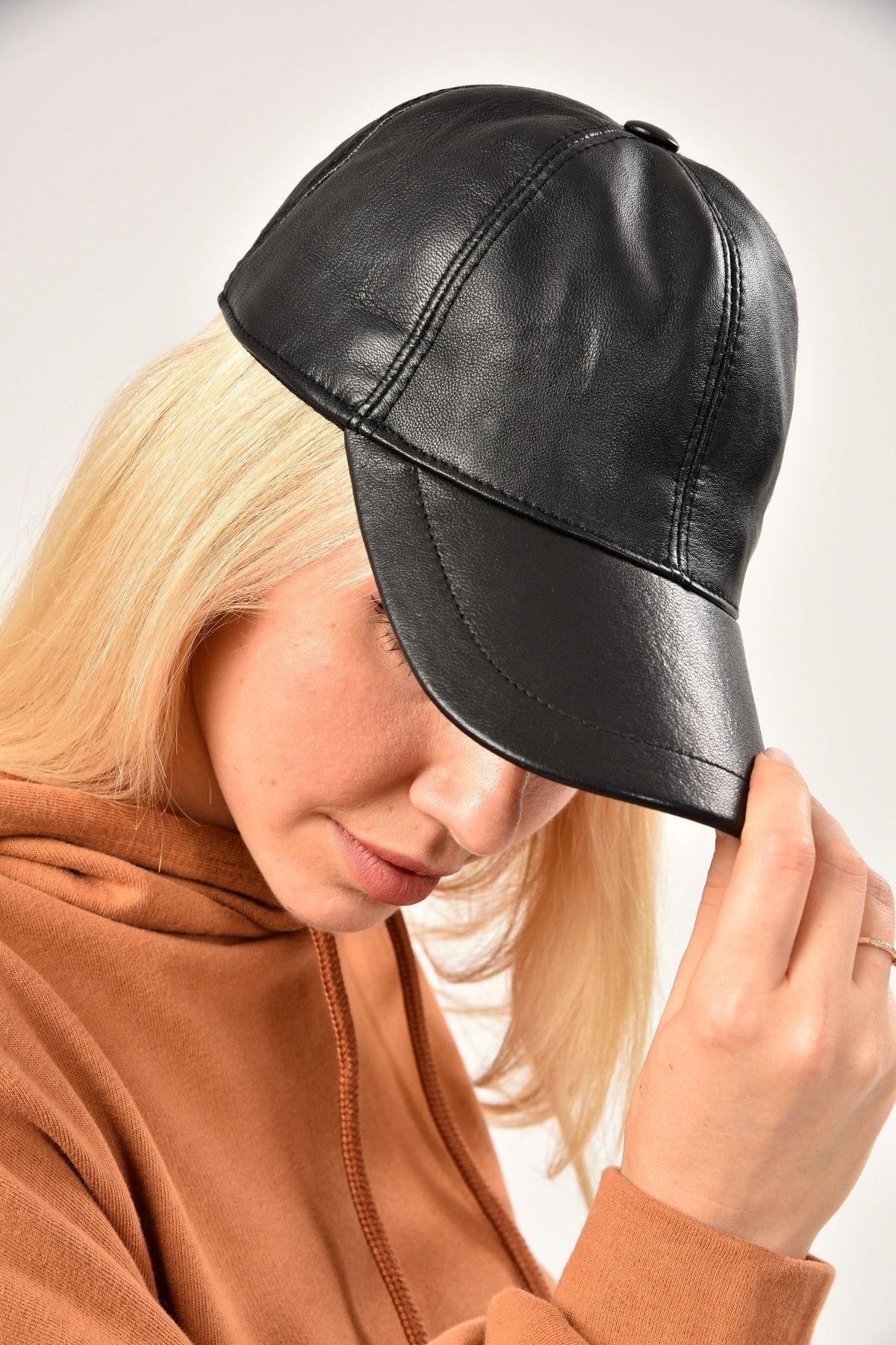 Güce Unisex Siyah Deri Cap Şapka Gc017700