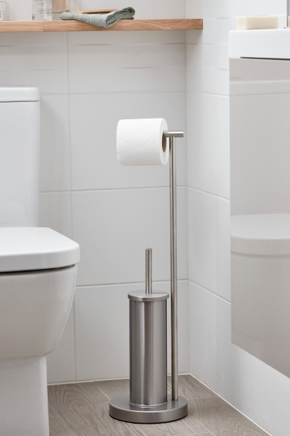 Binbirreyon Krom Ayaklı Tuvalet Kağıtlığı Ve Tuvalet Fırçası Standlı 69cm Lb025