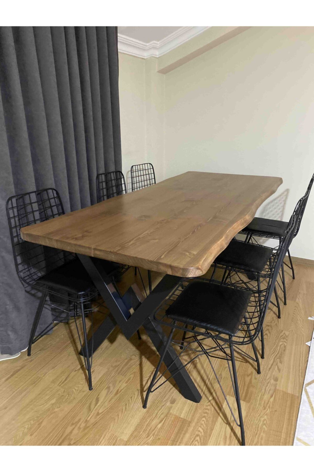Ressa Home Milya Lüx Doğal Kütük Wakko Ayaklı Mutfak Masası Takımı-yemek Masası-sandalye 80x160 Cm