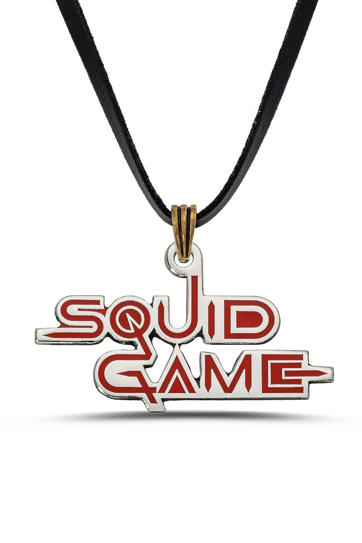 Anı Yüzük Squid Game Kolyesi 925 Ayar Gümüş Erkek Kırmızı Deri Ipli