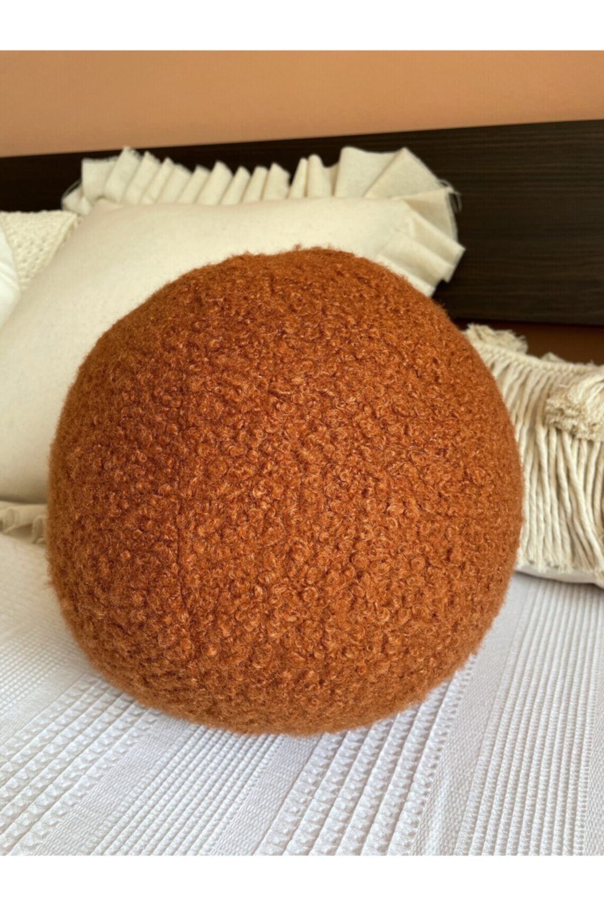 Saruhan Kahve Buklet Dekoratif Top Yastık 40cm