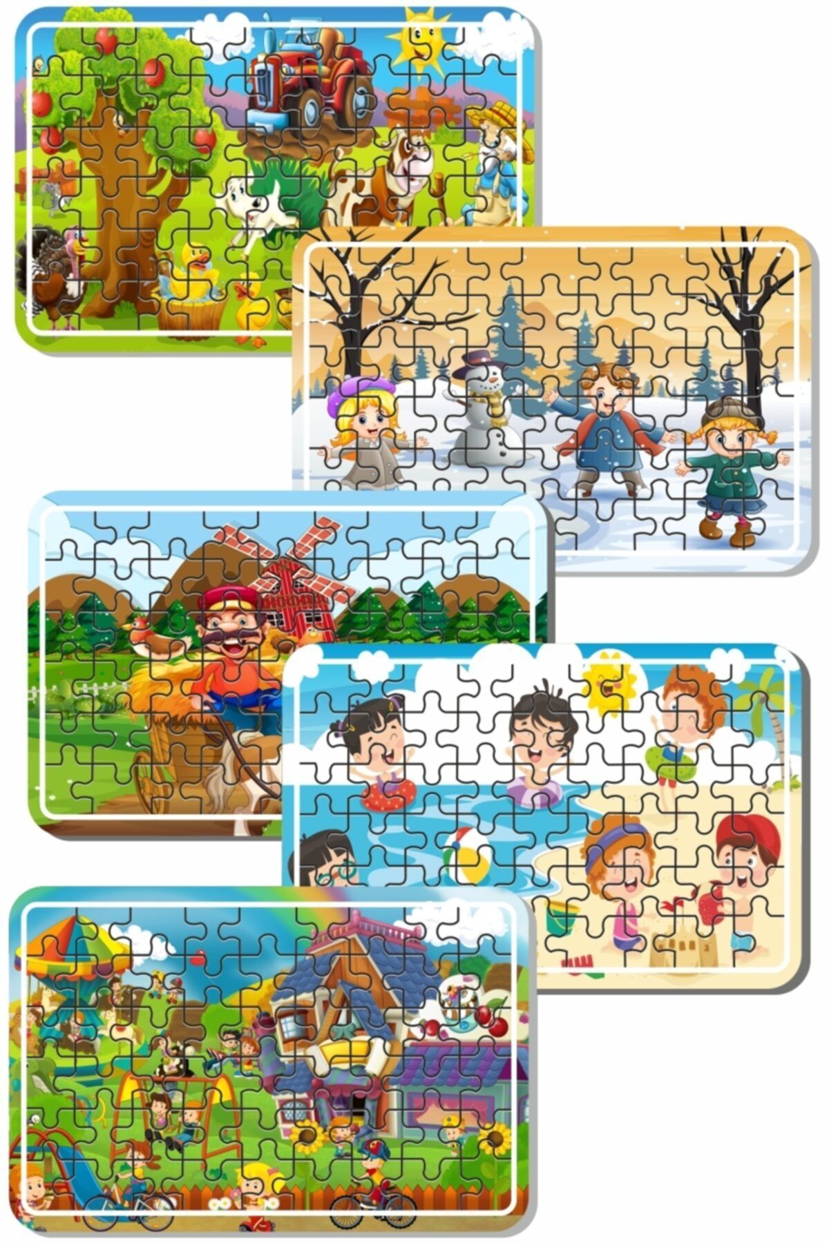 Baskı Atölyesi Çiftlik Hayvanları, Deniz, Tatil, Deniz Canlıları, Yılbaşı, Kardan Adam 54 Parça Ahşap Puzzle