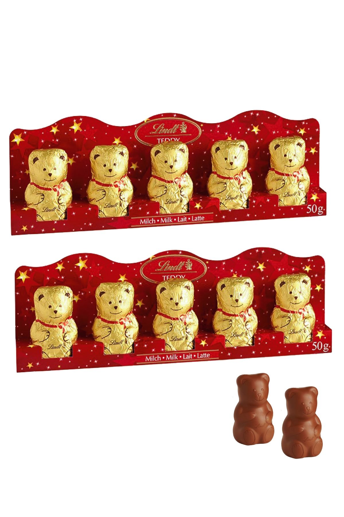 Lindt Teddy Bear Ayıcık Sütlü Çikolata Hediye Özel Seri Çikolata Xmas Avantaj Paket 50 Gr X 2
