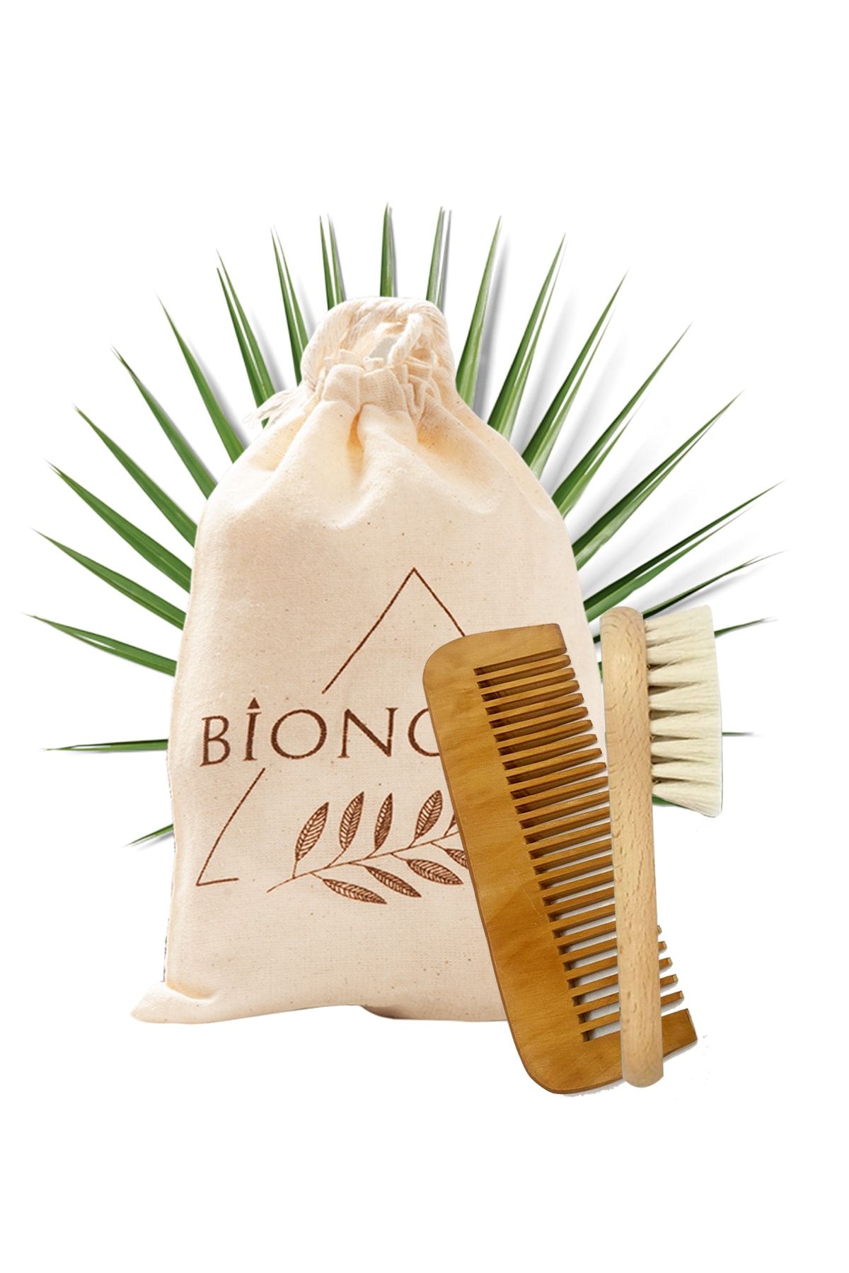 Bionoble %100 Doğal Keçi Kılı Bebek Saç Fırçası Ve Doğal Ahşap Tarak 2'li Set