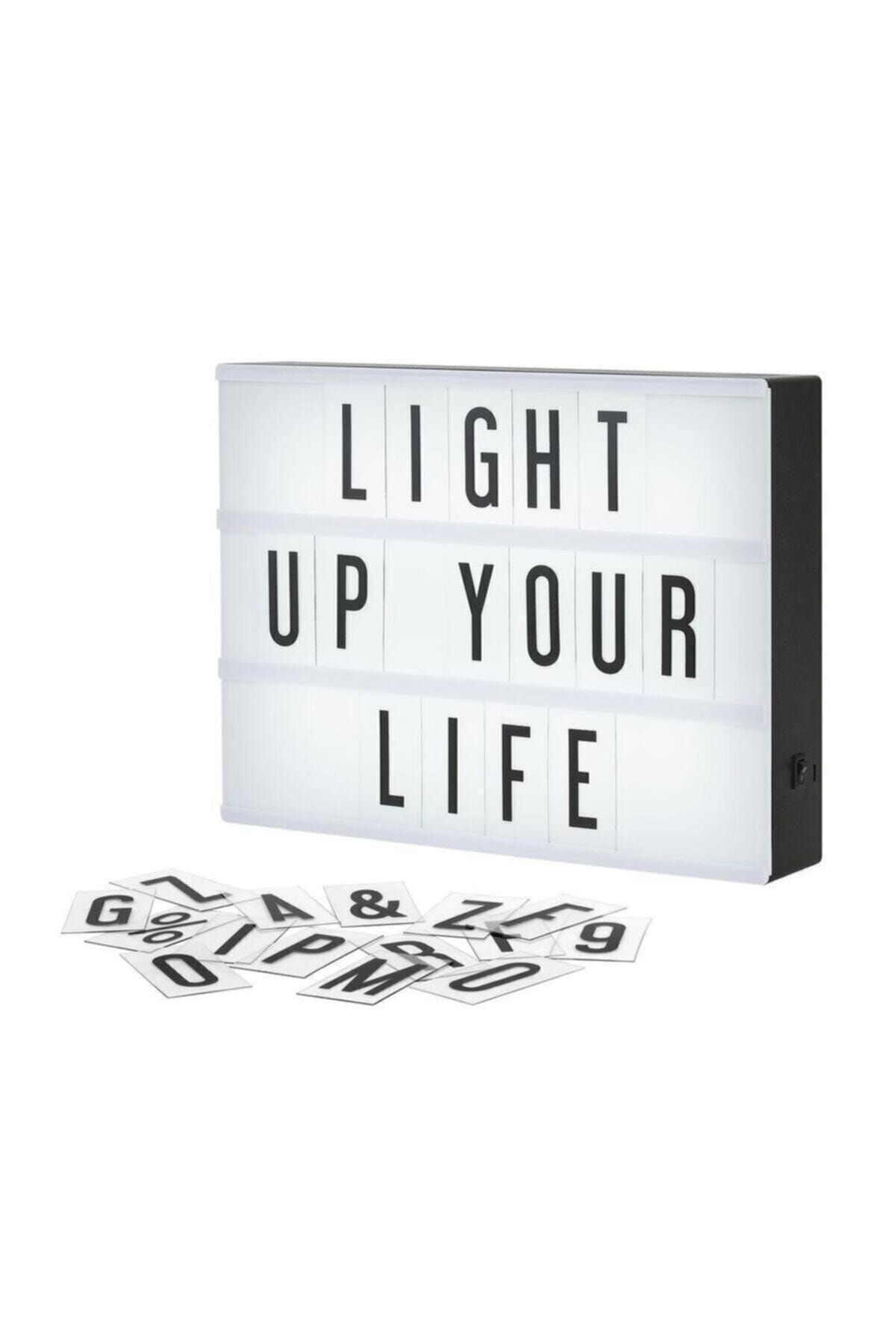 Sevgiliye Hediye Lightbox A4 Led Işık Işıklı Mesaj Panosu 96 Harf Light Box Pano