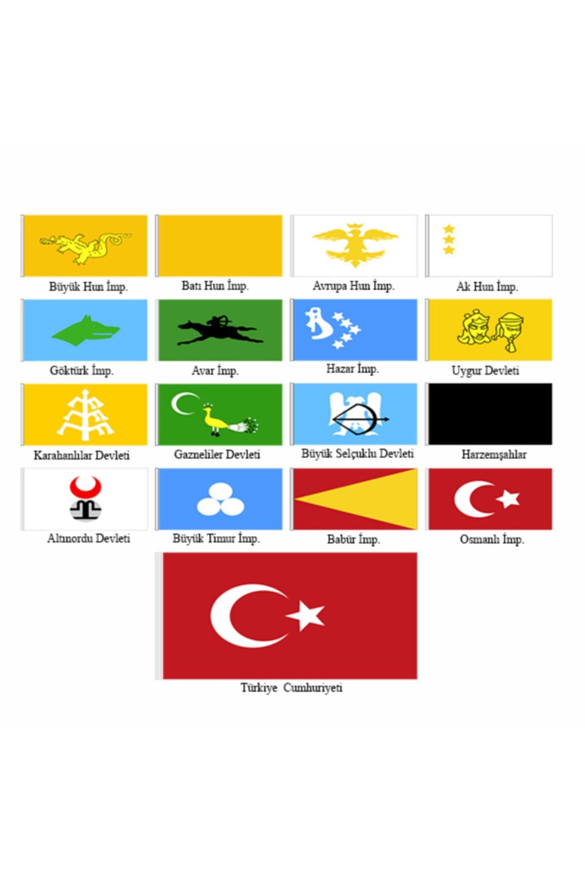 Asyabayrak 17'li Eski Türk Devletleri Bayrakları (SADECE BAYRAK)