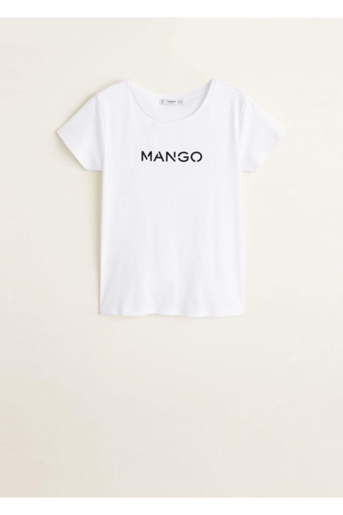 MANGO Kadın Beyaz Logolu Koton Tişört 53030665