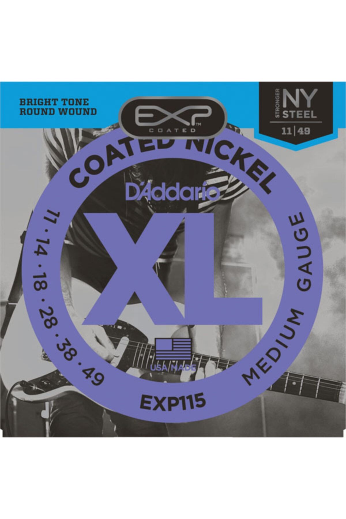 D'Addario D'addario Exp115 Coated Nickel Wound, Medium/blues/jazz, 11-49 Takım Tel Elektro Gitar Teli 011-049