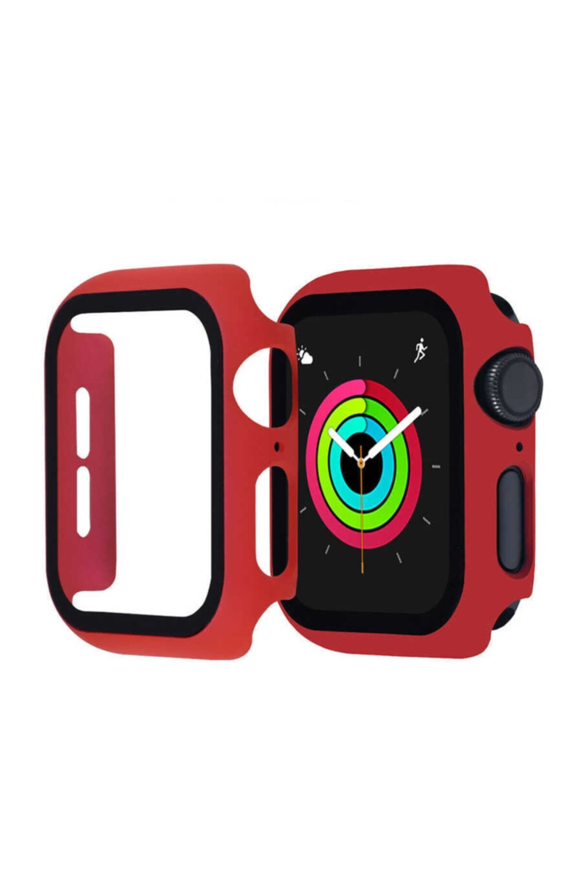 Nezih Case Apple Watch Seri 2 3 4 5 6 Se 44mm Kasa Ve Ekran Koruyucu 360 Tam Koruma Gard Kırmızı