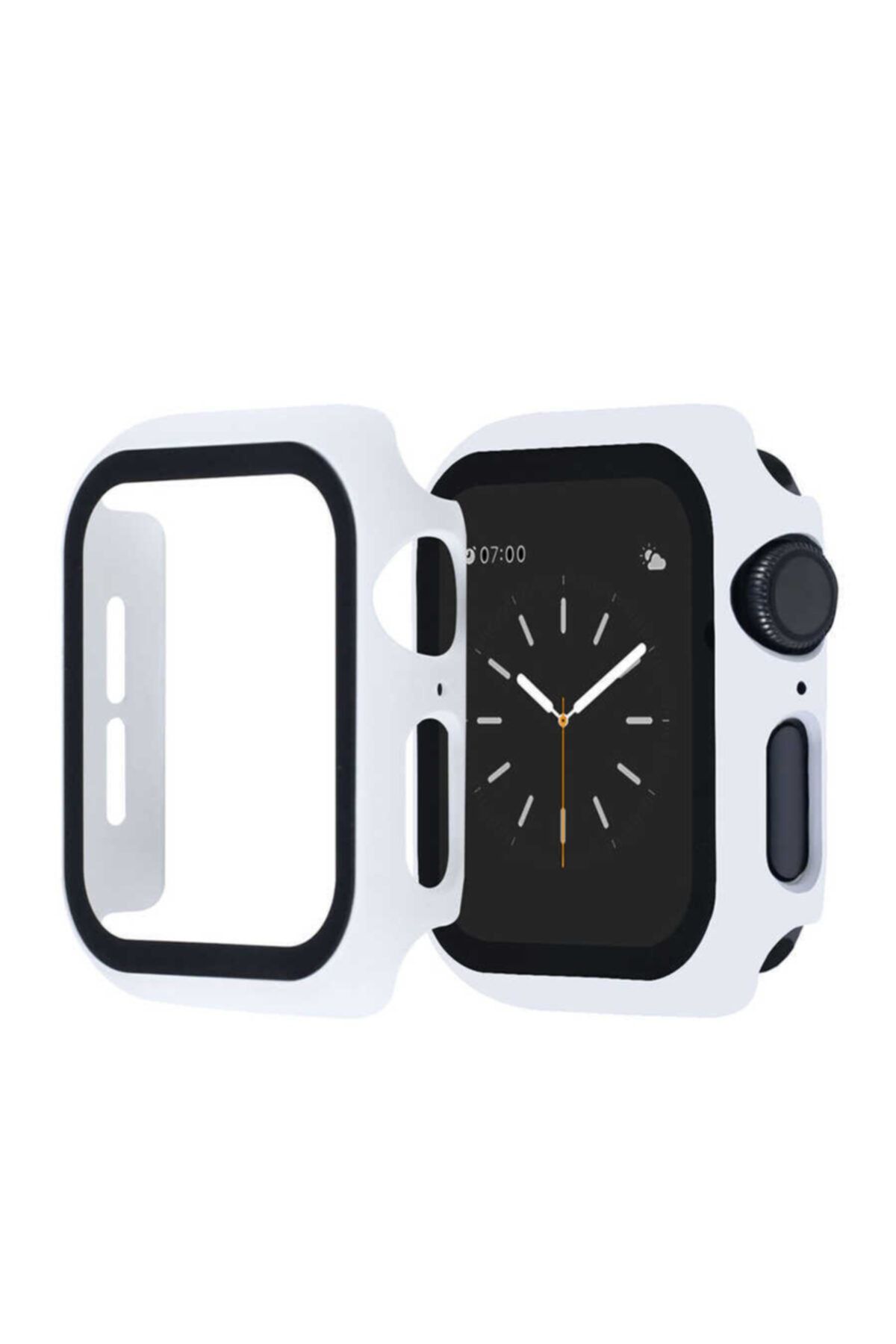 Nezih Case Apple Watch Seri 2 3 4 5 6 Se 44mm Kasa Ve Ekran Koruyucu 360 Tam Koruma Gard Beyaz