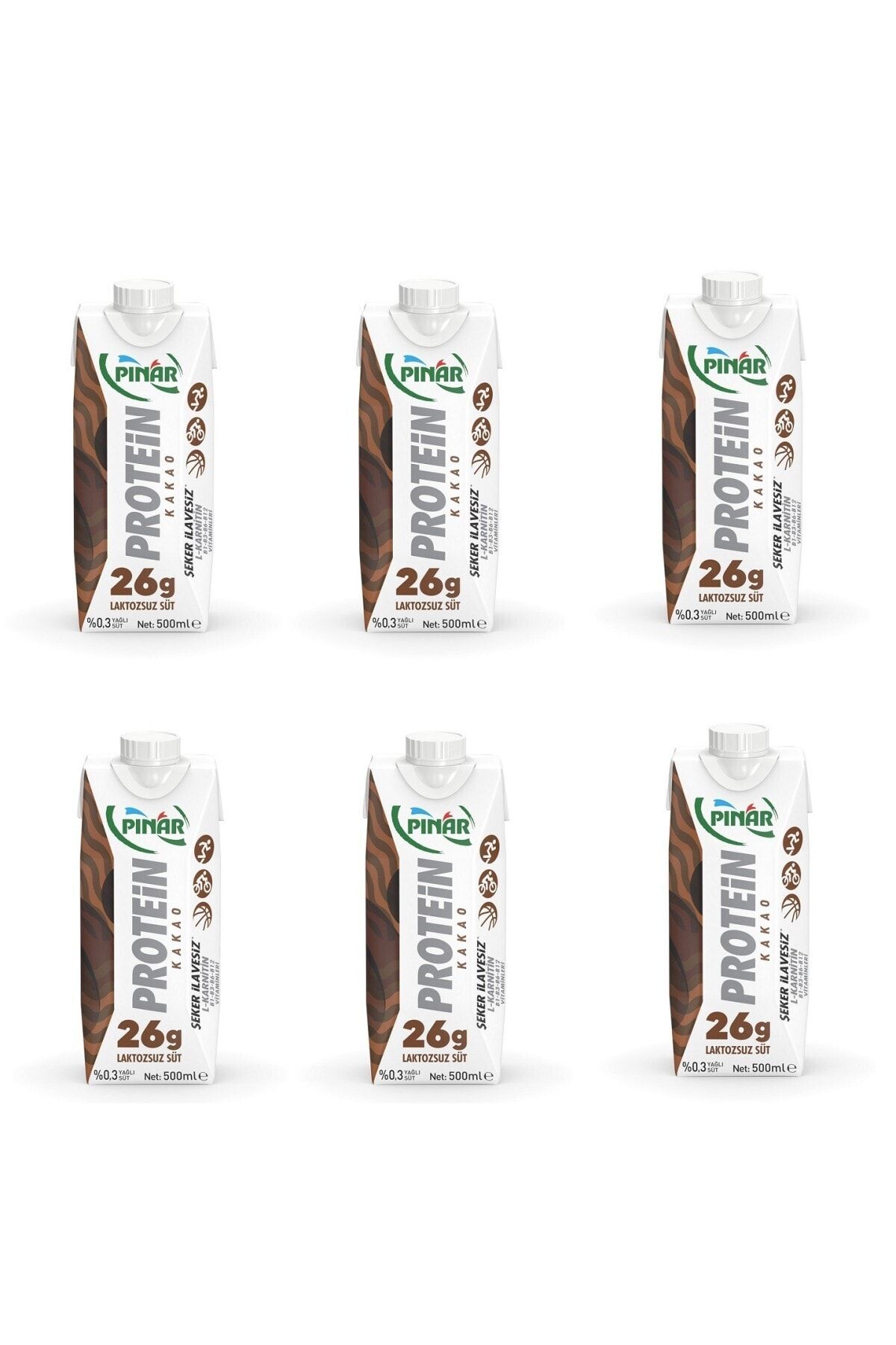 Pınar Protein Laktozsuz Kakaolu Süt 500 Ml 6'lı