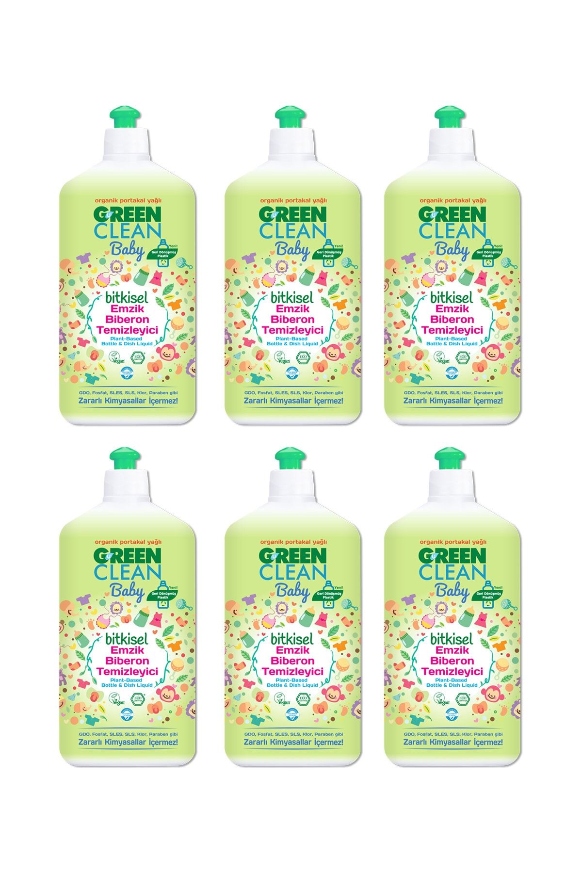 Green Clean Baby Organik Portakal Yağlı Bitkisel Emzik Biberon Temizleyici 500 ml 6'lı