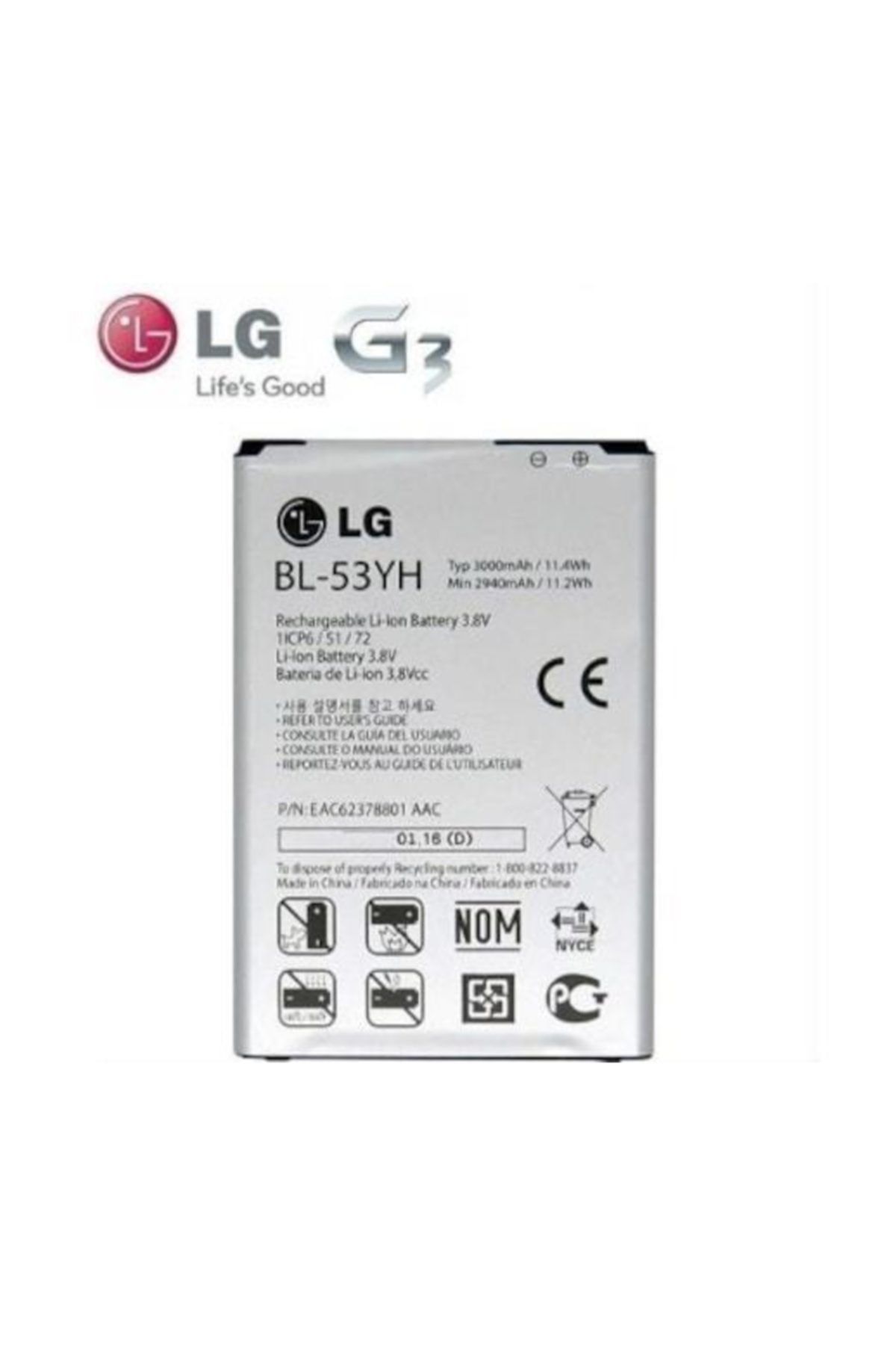 LG G3 Batarya Pil Bl-53yh-ithalatçı Garantilidir