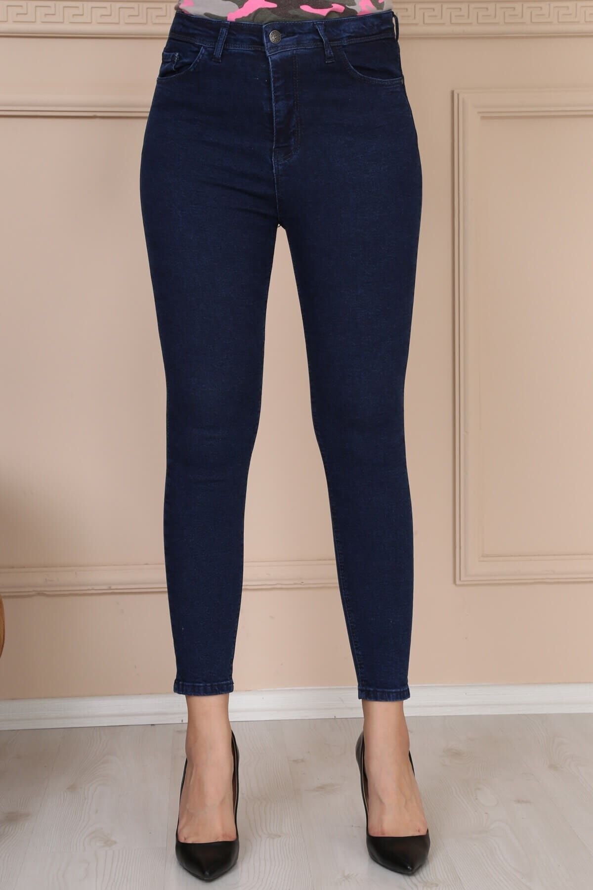 Modaca Kadın Koyu Lacivert Skinny Likralı Jean