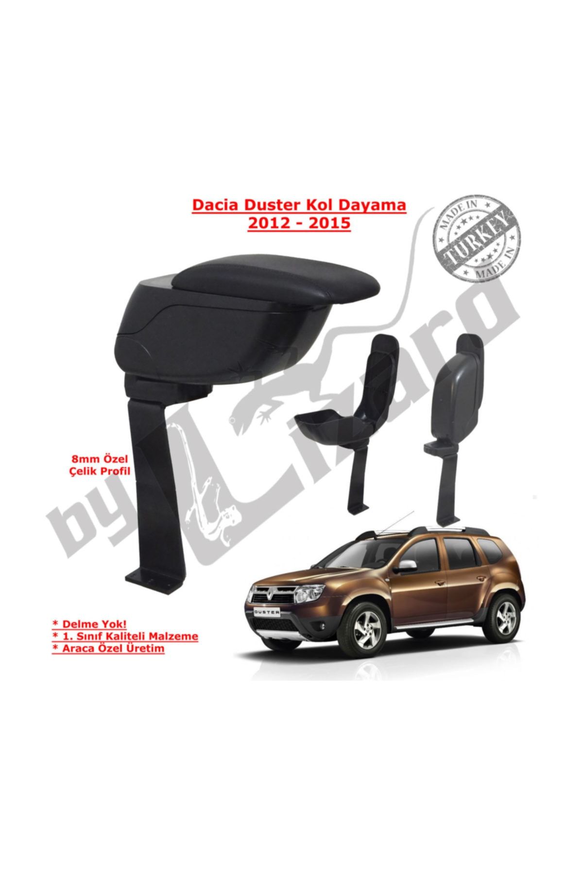 ByLizard Dacia Duster Delmesiz Çelik Ayaklı Sürgülü Kolçak Siyah