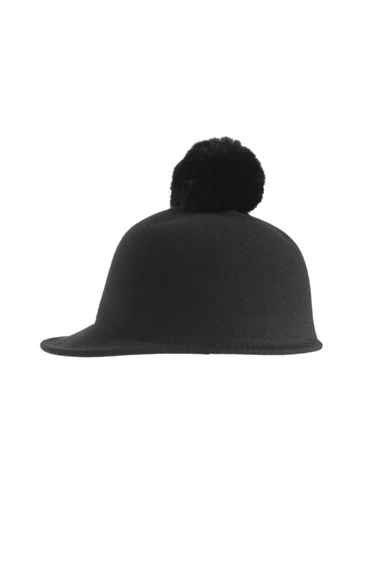 OnMyHead Kadın Siyah Ponponlu Şapka