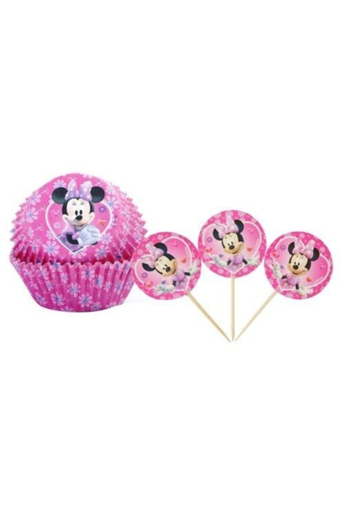 Minnie Mouse Cupcake Kabı Ve Kürdan 24 Lü Takımı_0