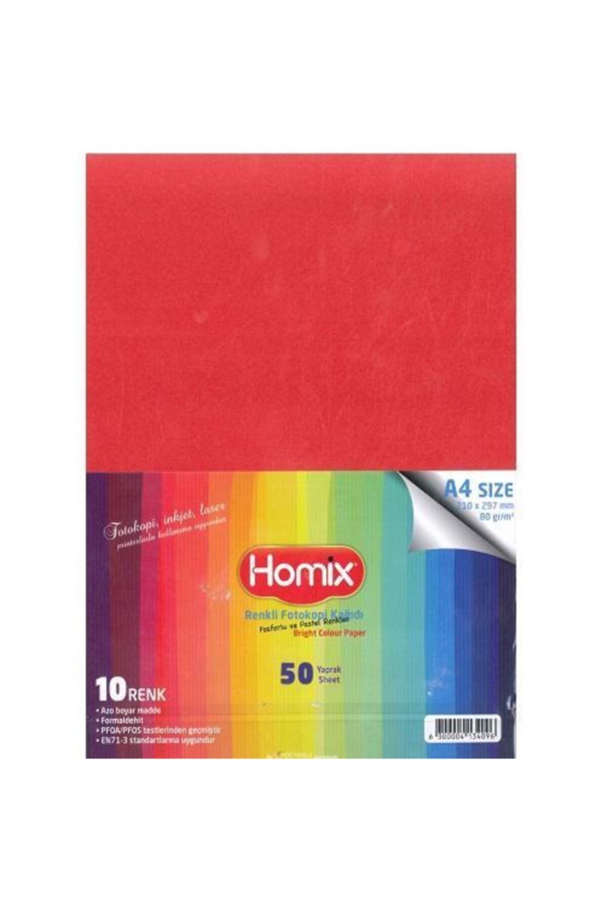 ADA Homix A4 50’li 10 Renkli Fosforlu Ve Pastel Renkli Fotokopi Kağıdı