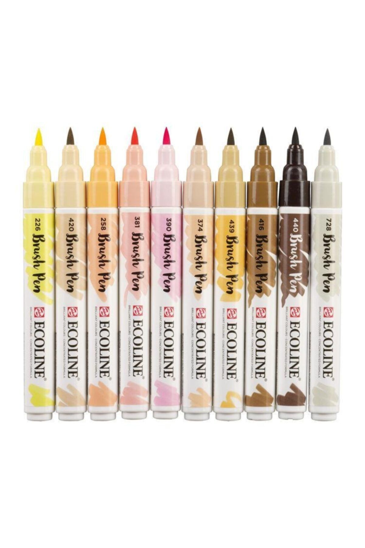 Talens Ecoline Brush Pen Fırça Uçlu Kalem 10 Renk Set Skın