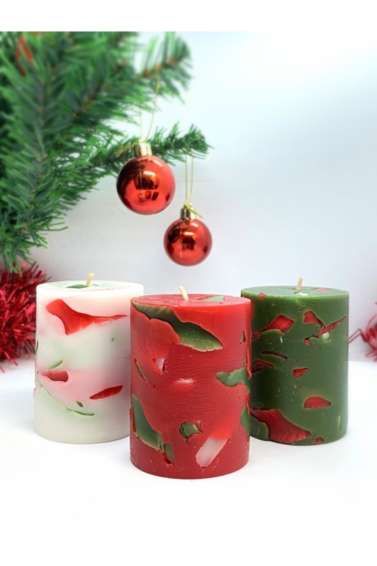 TabSecret Candle Christmas Series Aromalı 3'lü Mum Seti Vanilya-frambuaz-çam Yılbaşı