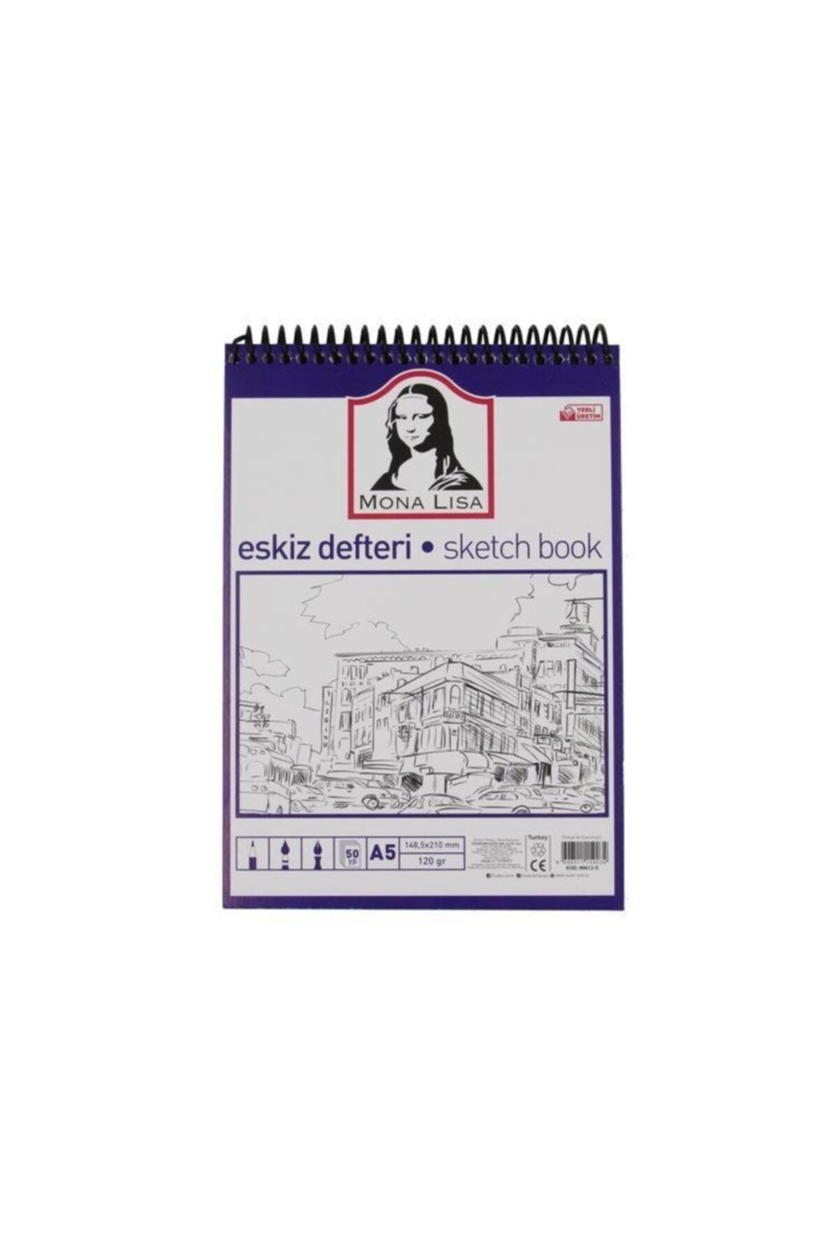 Südor Mona Lisa Telli Eskiz Defteri (sketch Book) A5 120 Gr. 50 Yp.