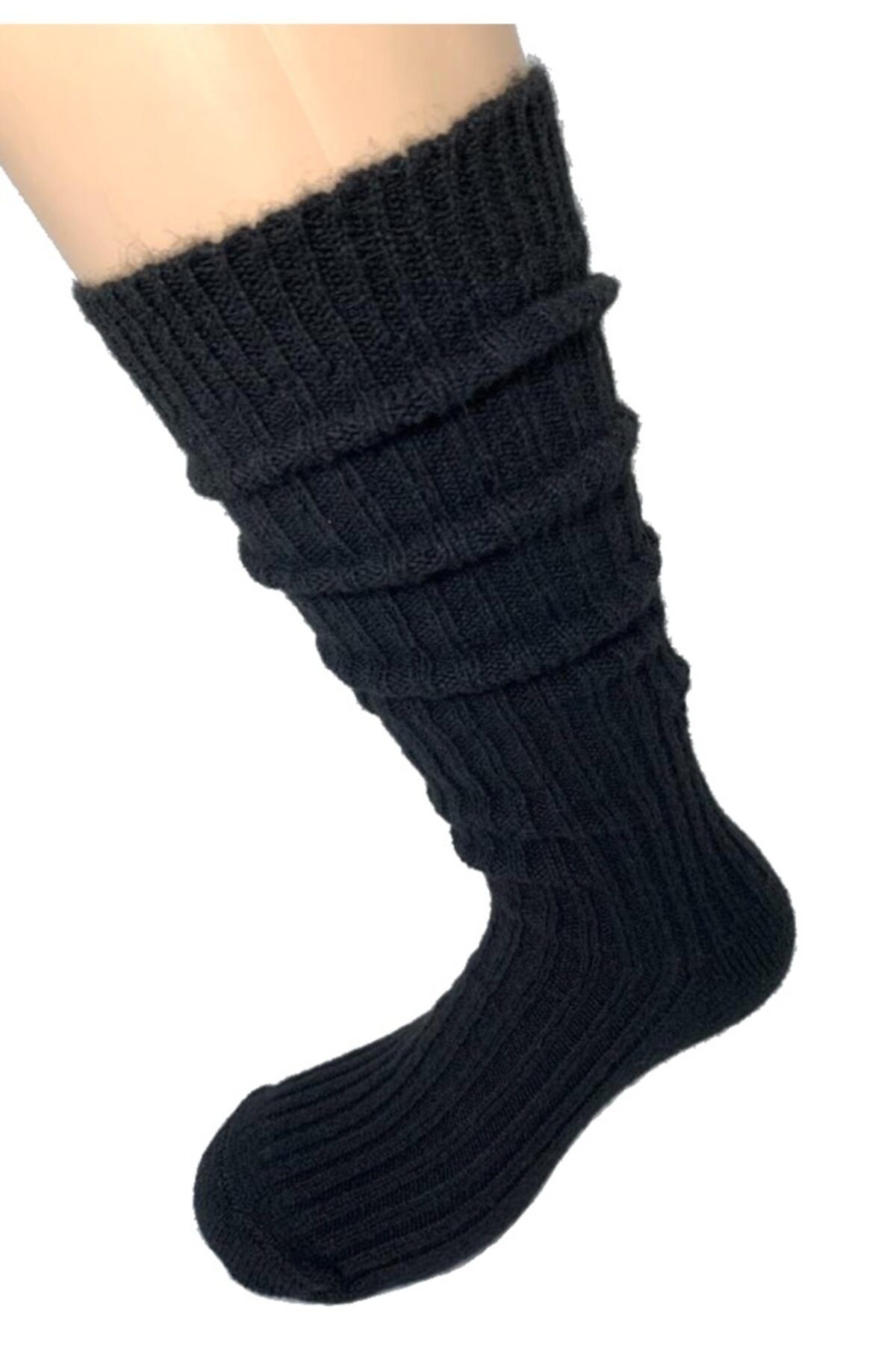 Bamuta Kadın  Dizaltı Yün Bot Çorabı Siyah
