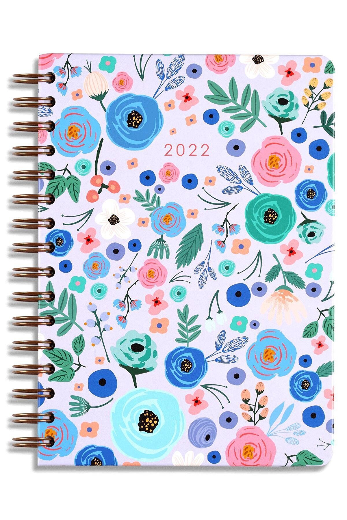 Matt Notebook A5 2022 Yılı Haftalık Ajanda 12 Aylık Çiçekler Lila