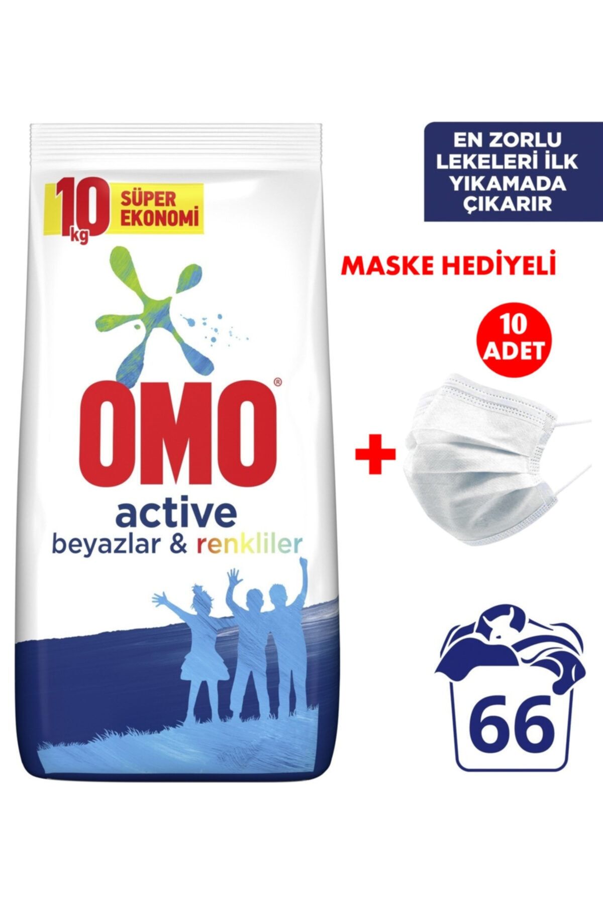 Omo Active Toz Çamaşır Deterjanı Beyazlar Ve Renkliler 10 Kg 66 Yıkama