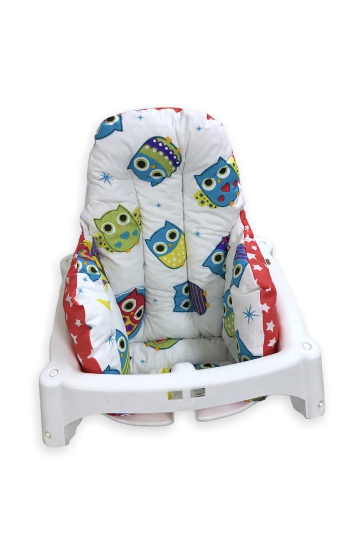 Bebek Özel Pamuklu Bebek Çocuk Mama Sandalyesi Minderi Baykuş Kırmızı Yıldızlı