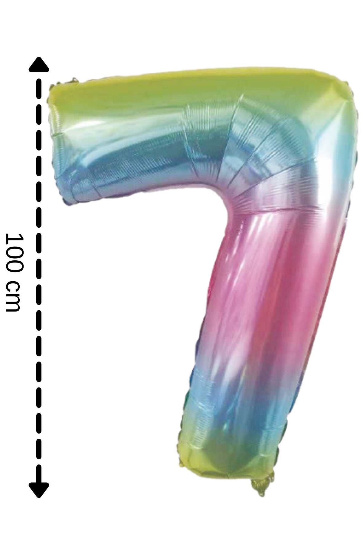 ELGALA Folyo Balon 7 Rakamı Helyum Balon 100 Cm Gökkuşağı Renk