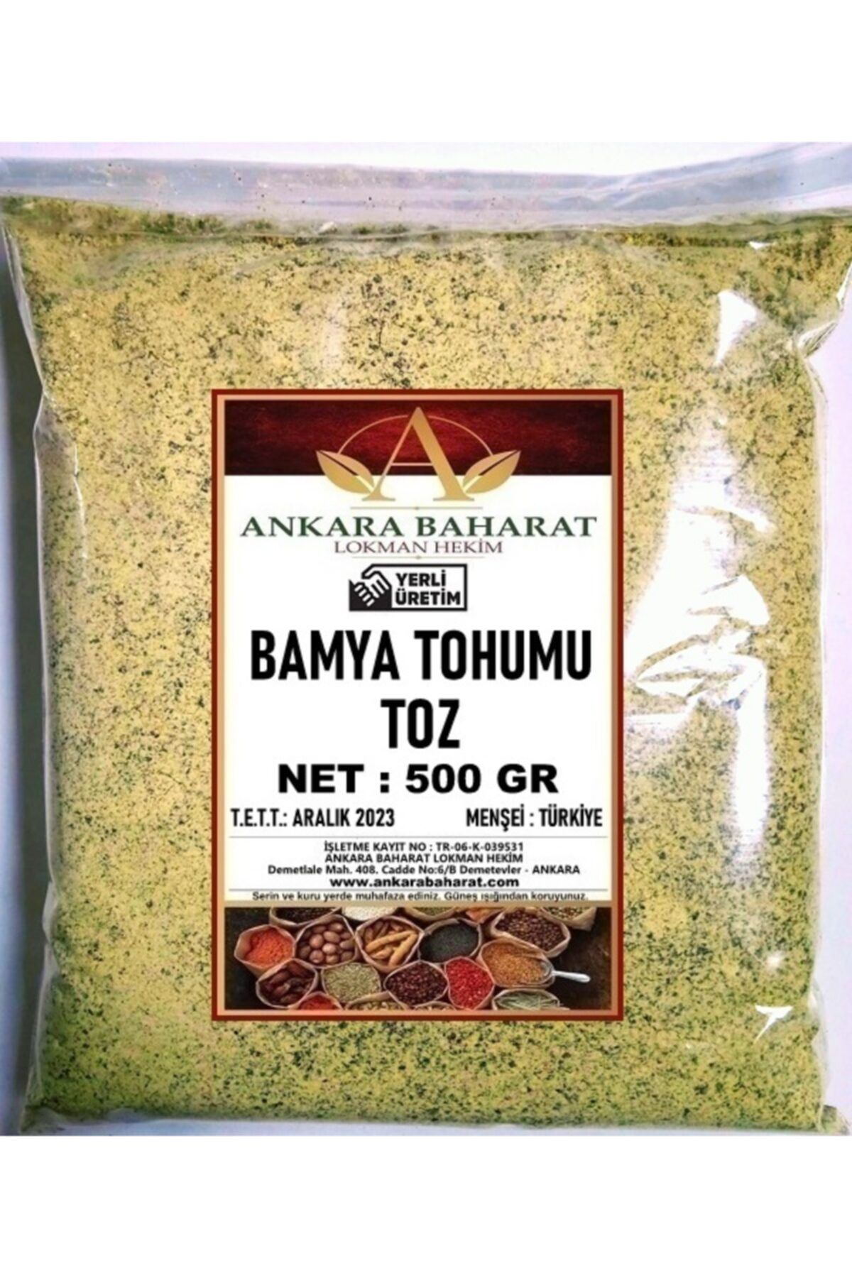 ankara baharat lokman hekim Bamya Tohumu Tozu Öğütülmüş Yerli - 500 Gram