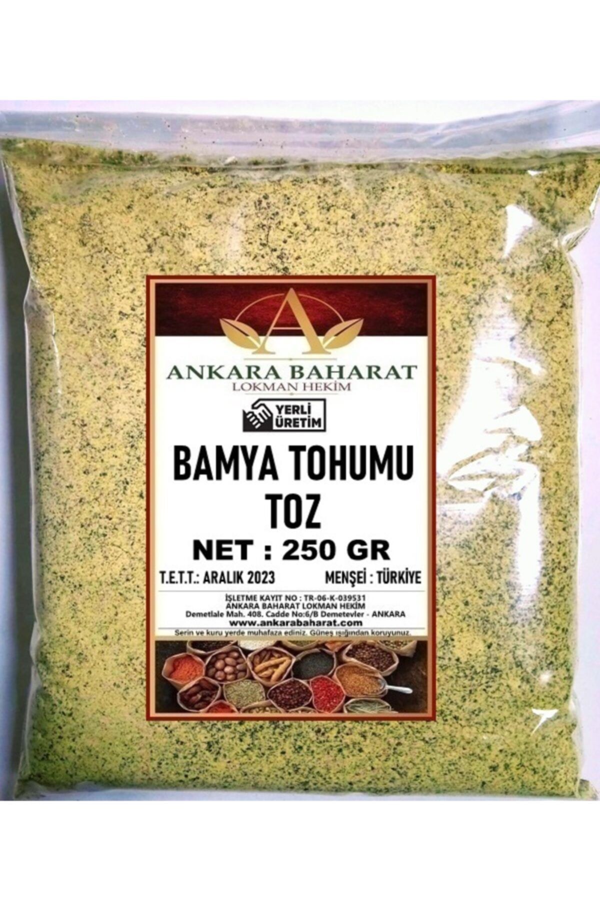 ankara baharat lokman hekim Bamya Tohumu Tozu Öğütülmüş Yerli - 250 Gram