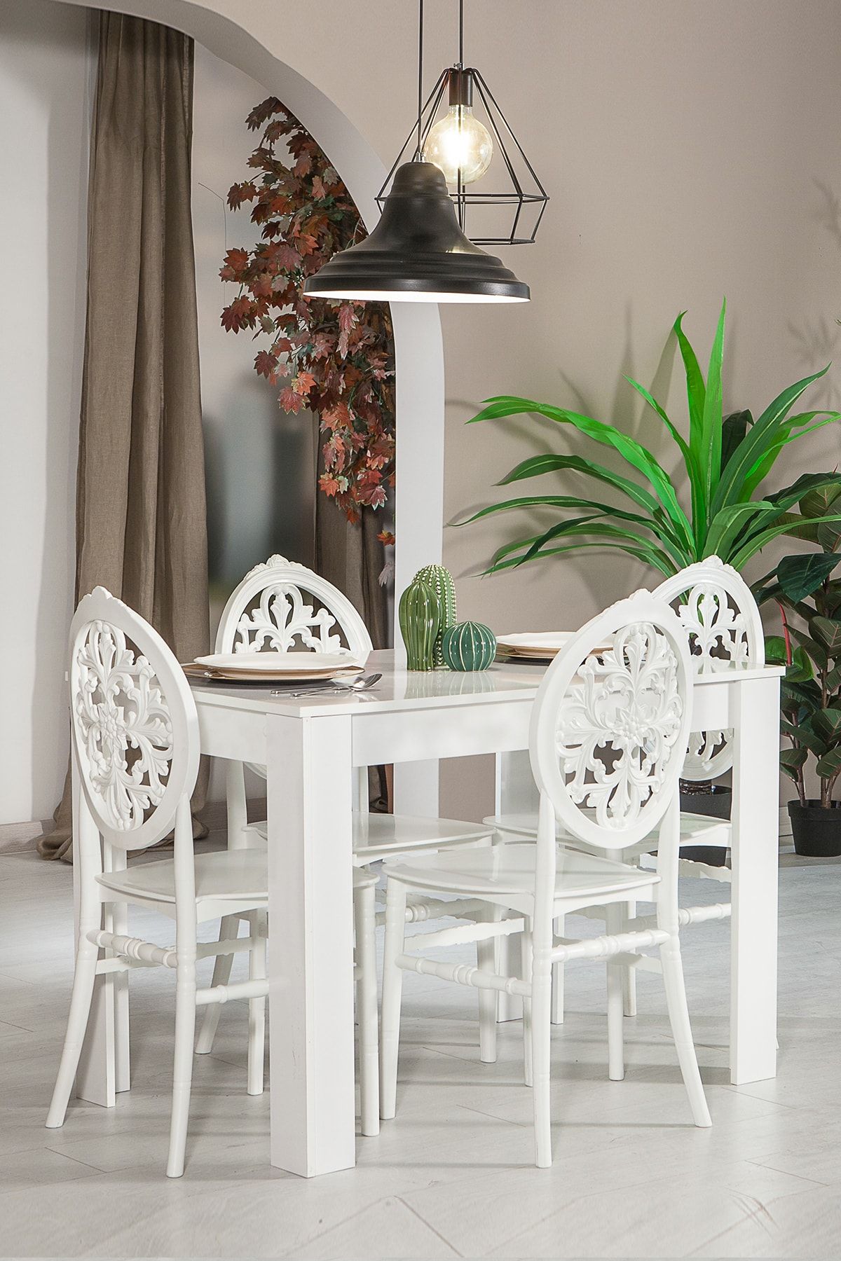SANDALİE Arda / Venüs Mutfak Masa Takımı 1 Masa 4 Sandalye - Beyaz