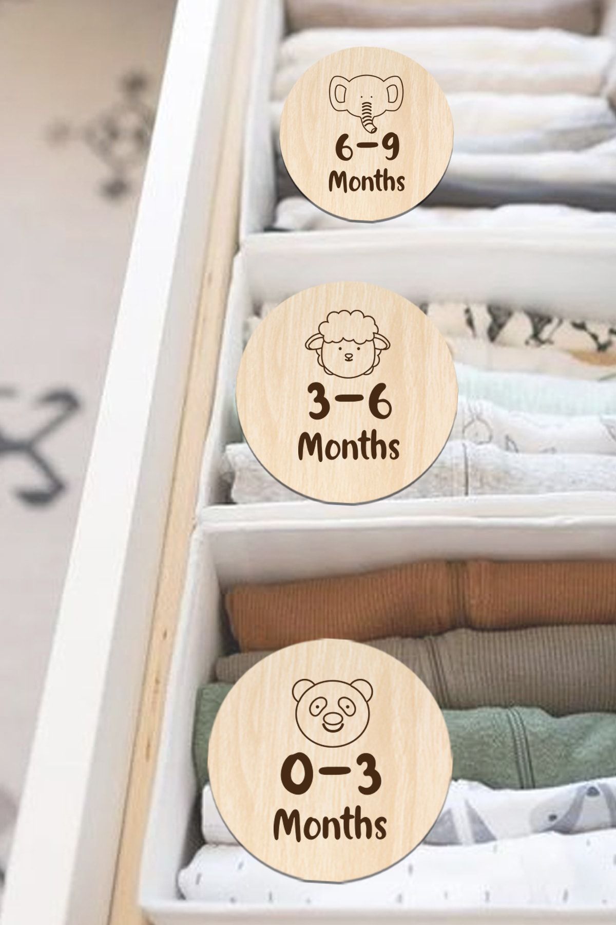 Enjoymydesign Bebek Çekmece Düzenleyici Seti Ingilizce 0-3 Yaş Bebek Odası Dolap Düzenleyici Bebek Kartları