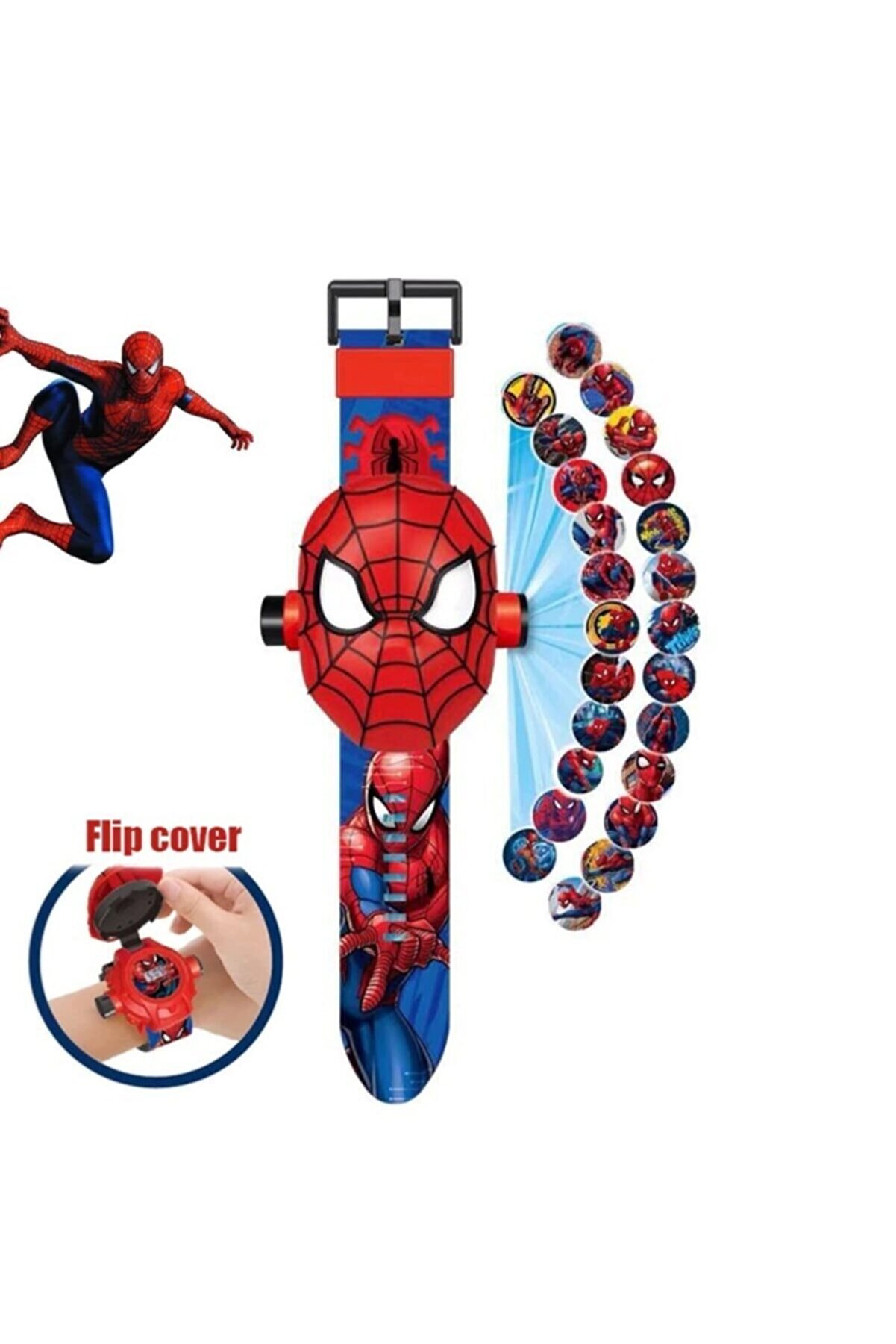 Spiderman Çocuk Spiderman Figürlü Projeksiyonlu Dijital Kol Saati