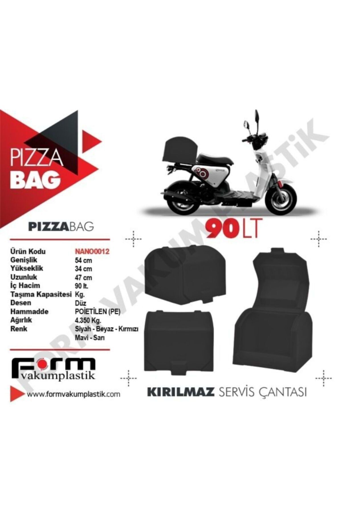 Genel Markalar Motosiklet Pizza/servis Çantası Siyah 90 Litre