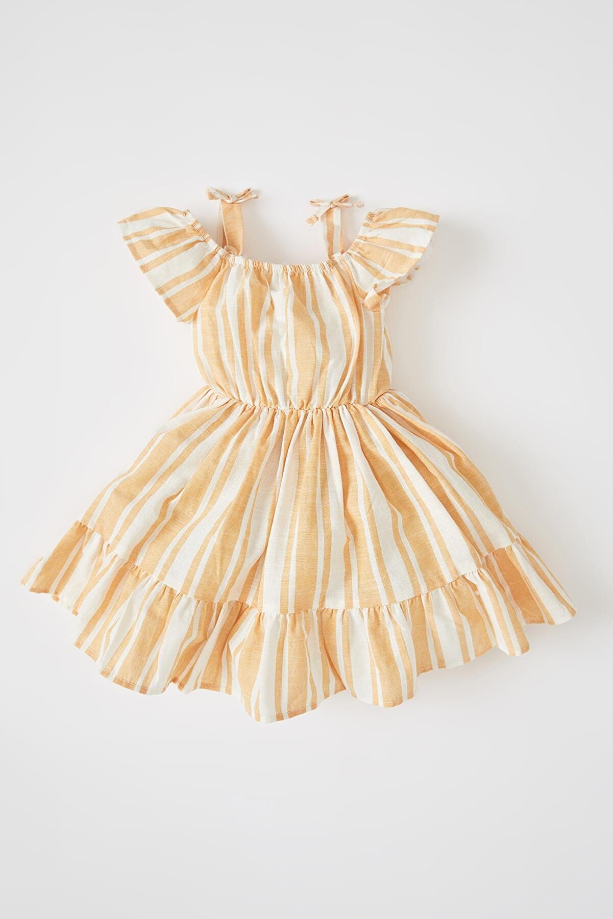 Defacto Kız Bebek Çizgili Omuz Detaylı Elbise