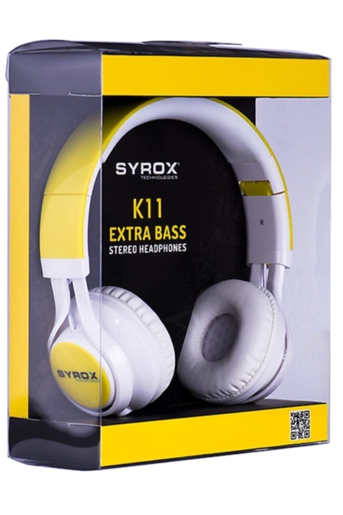 Syrox K11 Stereo Kablolu Kulaküstü Kulaklık-sarı