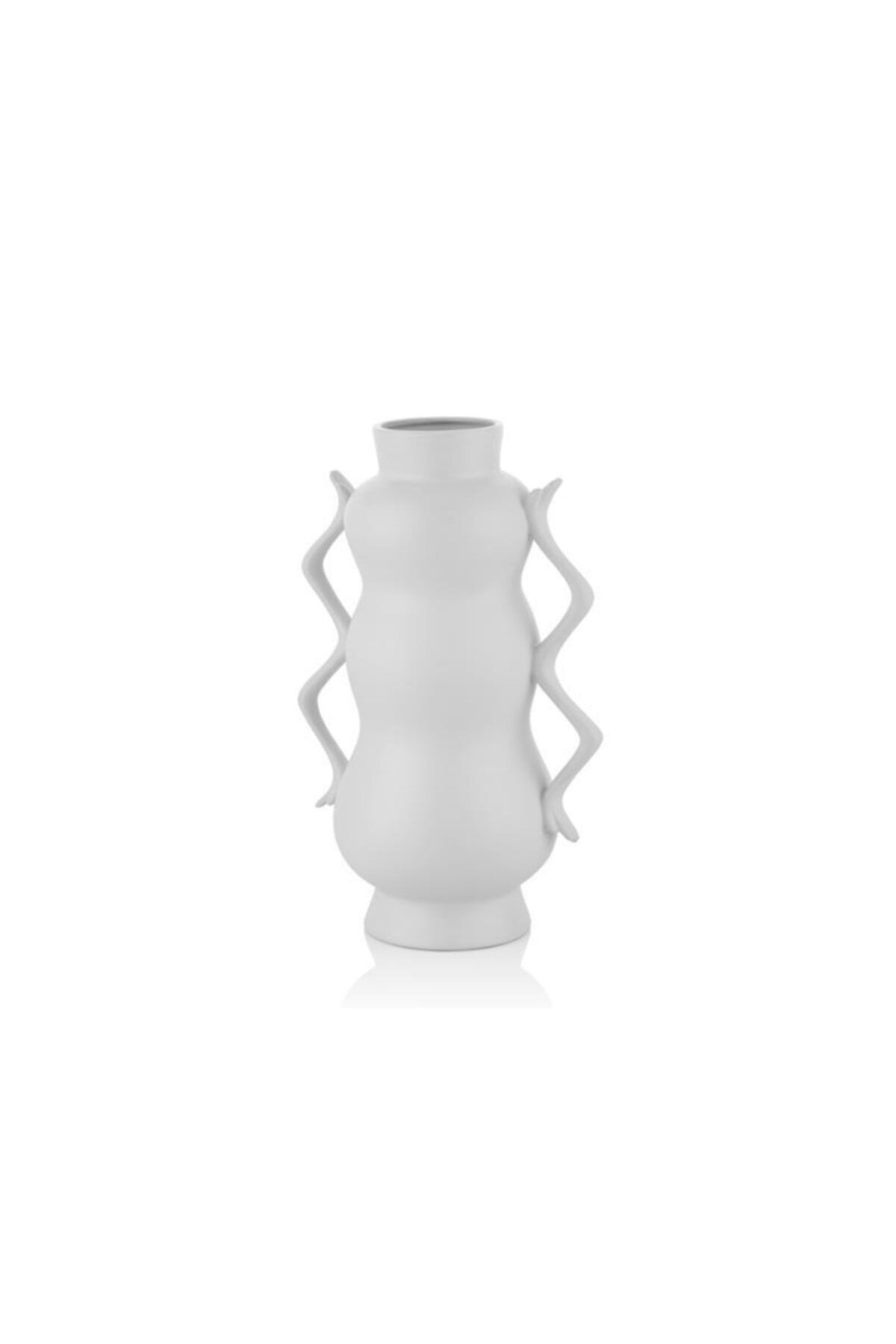 LAMEDORE Bulb 3 Katlı Kulplu Beyaz Vazo 21*15*33,3cm