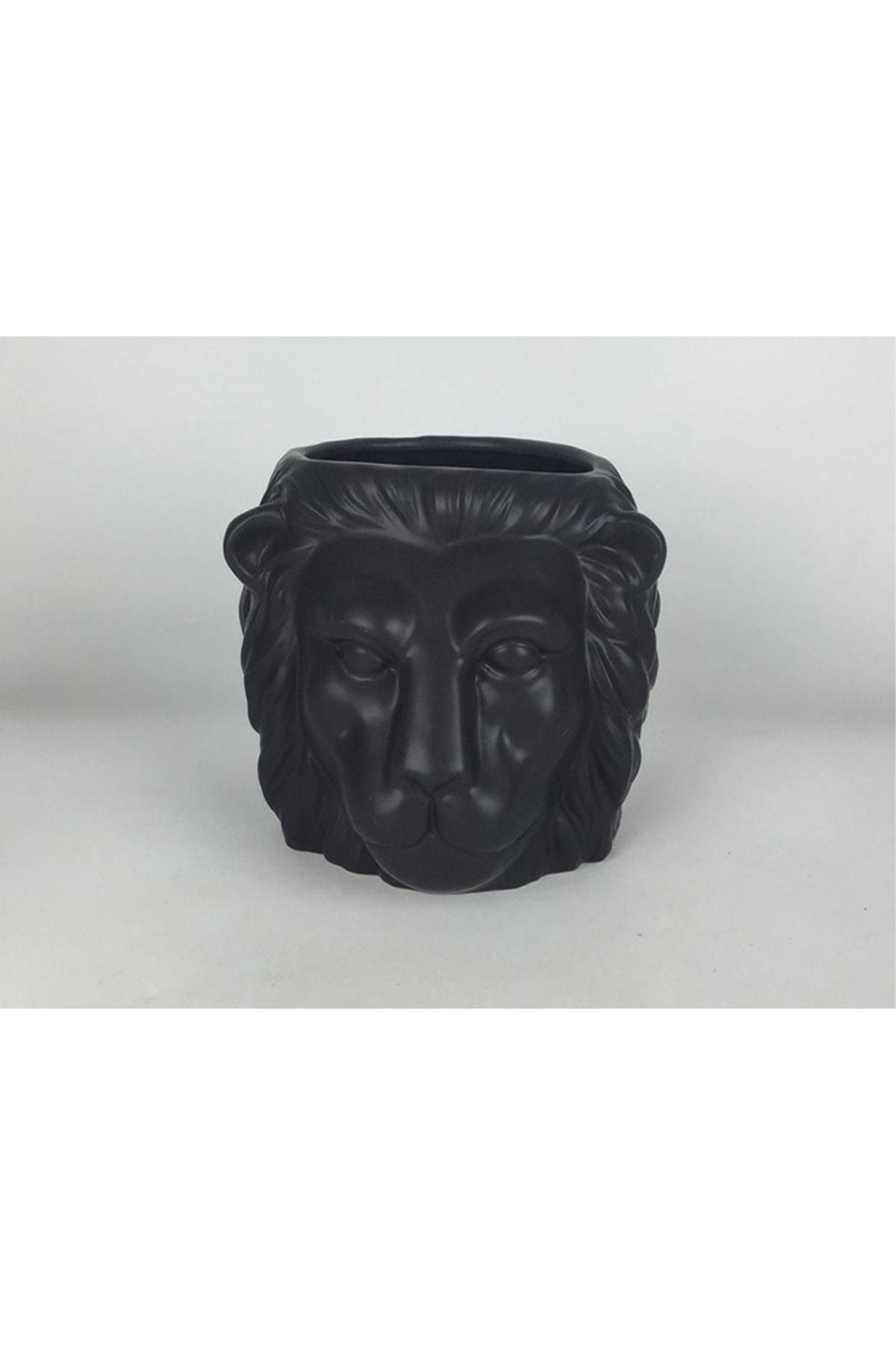 LAMEDORE Lion Face Siyah Orta Boy Vazo 20x16.8x15.2 Cm (12)