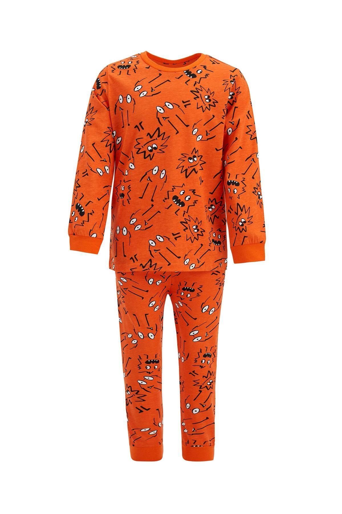Defacto Erkek Çocuk Baskı Desenli Pamuklu Uzun Kollu Pijama Takım