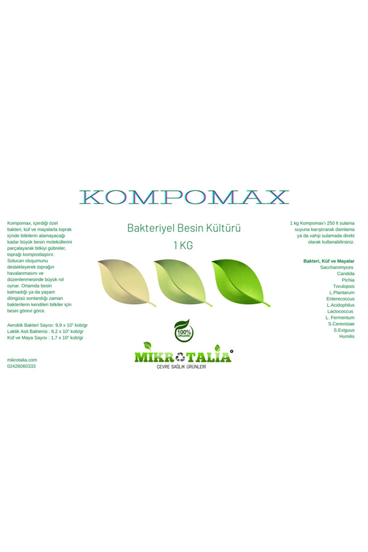 Mikrotalia Kompomax - 750 gr - Bakteriyel Besin Kültürü
