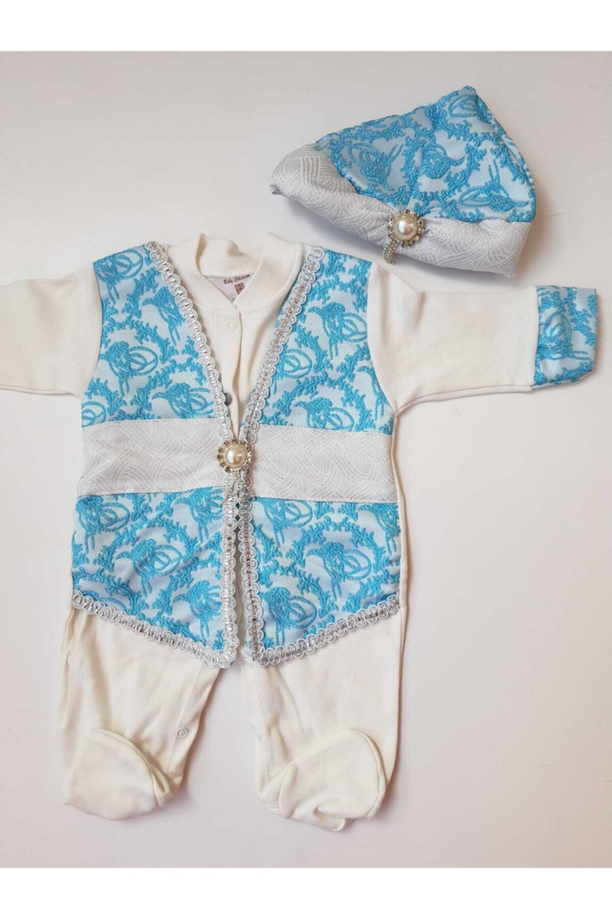 Ponpon Baby Yenidoğan Erkek Bebek Mevlütlük Şehzade Sünnetlik Sünnet Kıyafeti Bebek Hediyelik