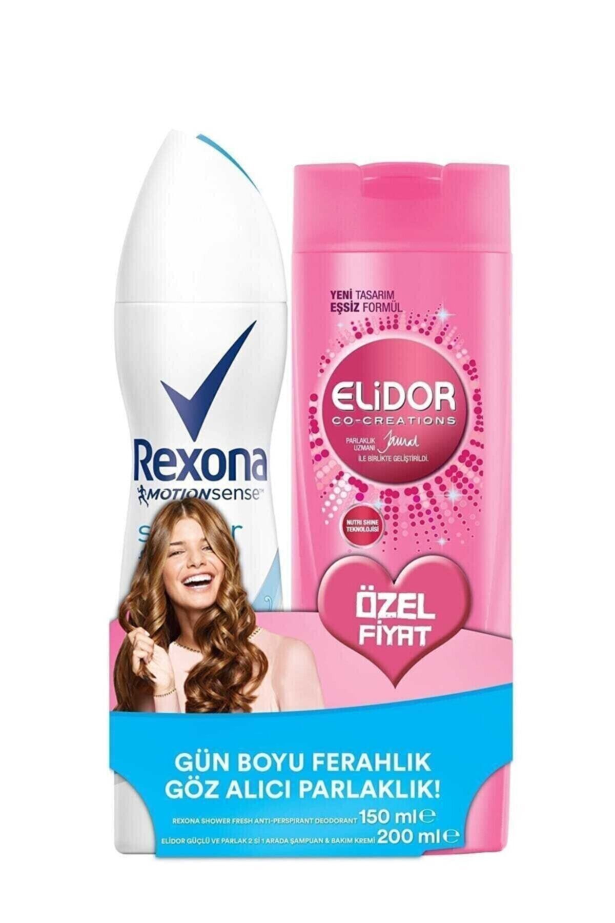 Rexona Kadın Deodorant Sprey Shower Fresh 150 Ml + Elidor Şampuan Güçlü Ve Parlak 200 Ml