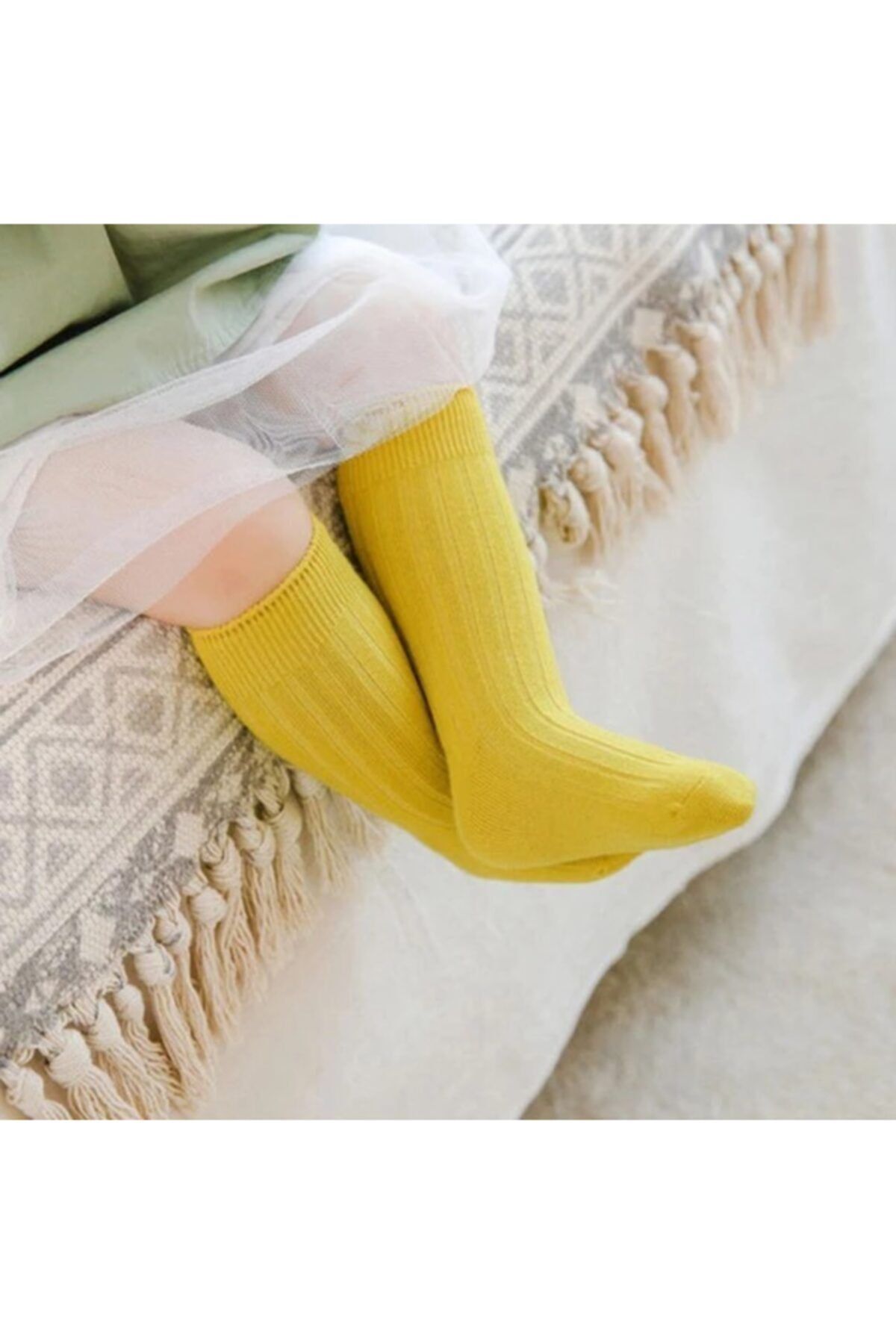 ESES BEBE Sarı Renk Dizaltı Çorap