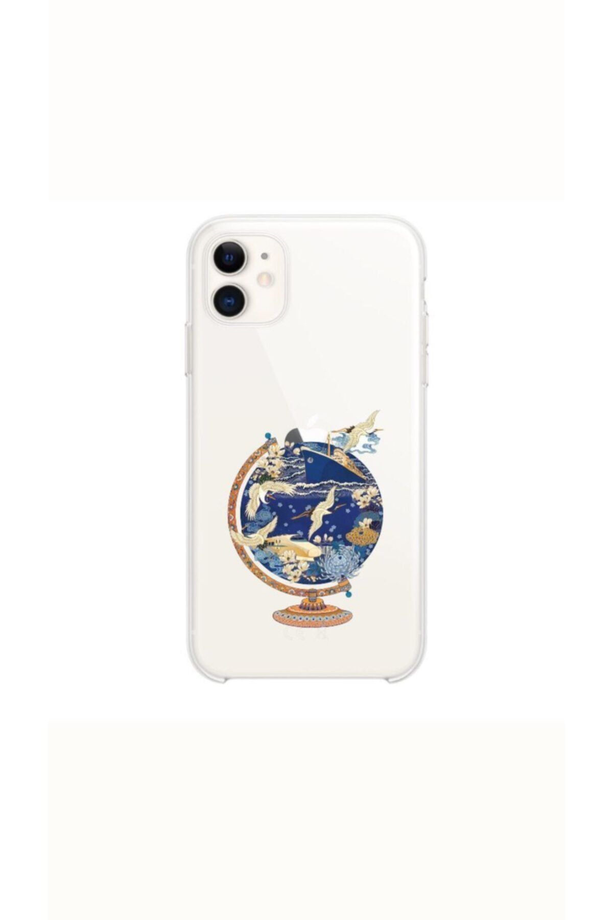 mooodcase Iphone 11 Dünya Desenli Şeffaf Telefon Kılıf