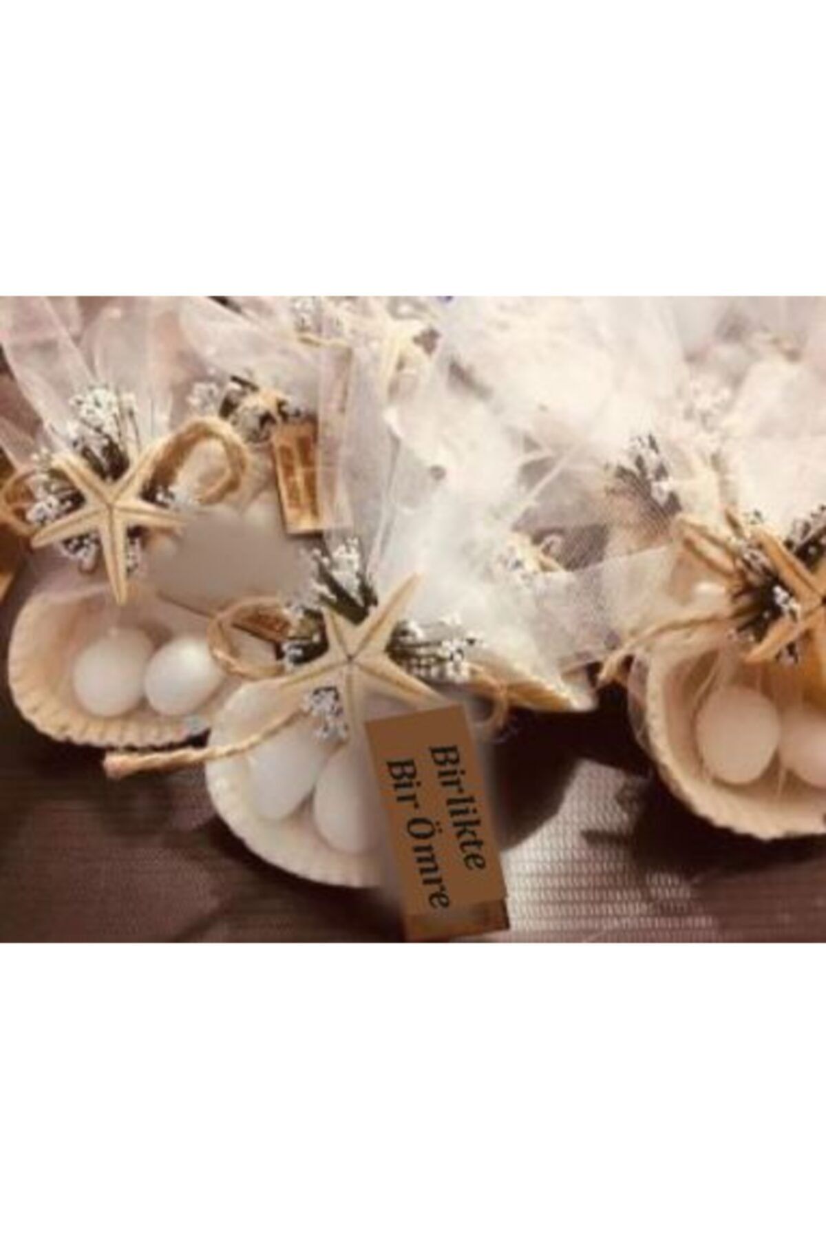 Yumak Dekor Grup Söz Nişan Kına Düğün Bebek Magnet Nikah Şekeri Hatıra Deniz Kabuğu Tüllü 30 Adet